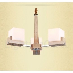 Lampadario in legno moderno contemporaneo a 3 luci, 55 x 40 cm