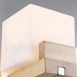 Lampadario in legno moderno contemporaneo 5 luci 60x40 cm