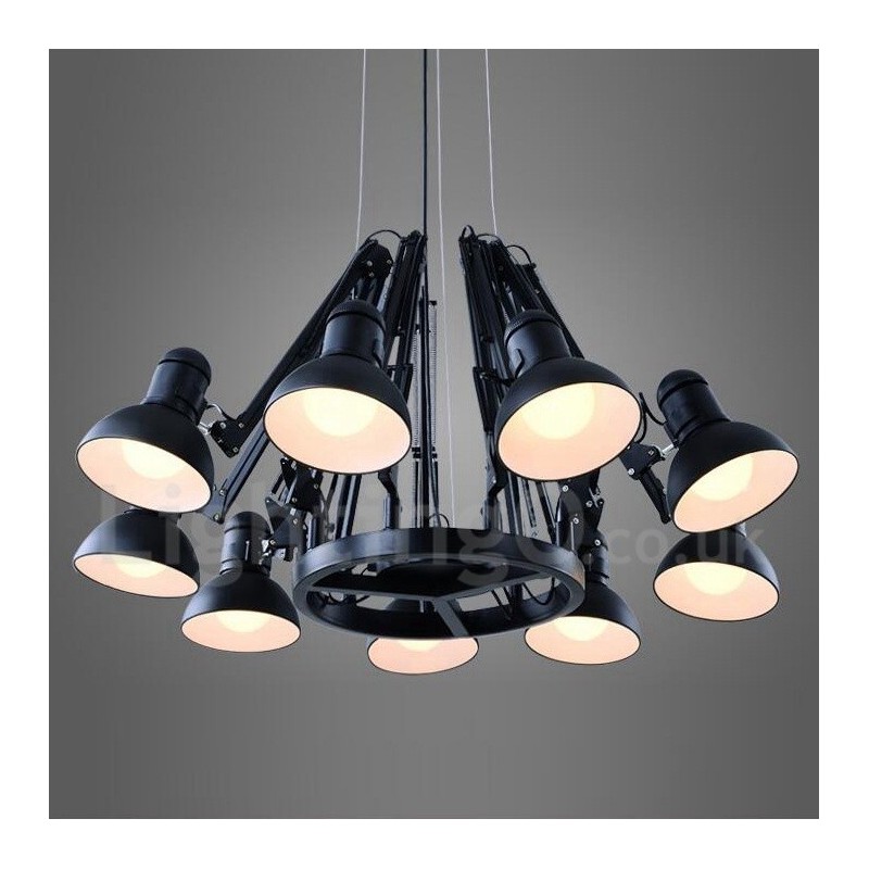 Lampadario contemporaneo a 9 luci in metallo, a un livello, regolabile 20 cm