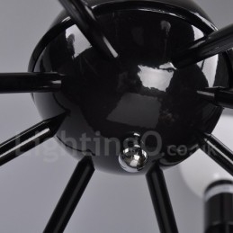 Lampadario vintage retrò nero a 8 luci in metallo, 1 livello