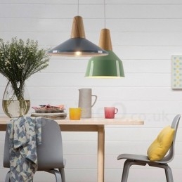 Lampada a sospensione in legno e metallo 1 luce moderna contemporanea
