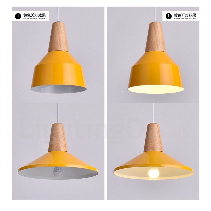 Lampada a sospensione in legno e metallo 1 luce moderna contemporanea