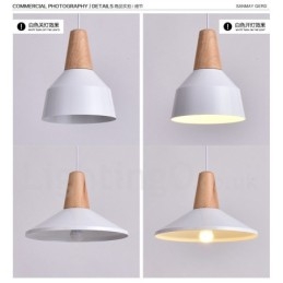 Lampada a sospensione in legno e metallo 1 luce moderna contemporanea