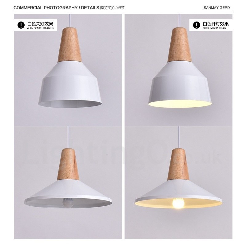 Lampada a sospensione in legno e metallo 1 luce moderna contemporanea