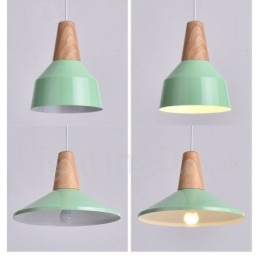 Lampada a sospensione in legno e metallo 1 luce moderna contemporanea