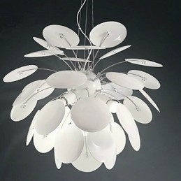 Lampadario a sospensione moderno contemporaneo in metallo bianco cromo