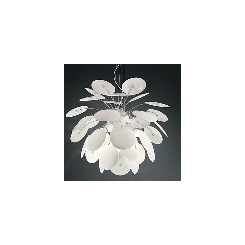 Lampadario a sospensione moderno contemporaneo in metallo bianco cromo