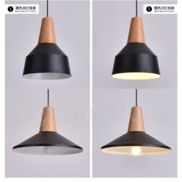 Lampada a sospensione in legno e metallo 1 luce moderna contemporanea