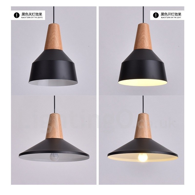 Lampada a sospensione in legno e metallo 1 luce moderna contemporanea