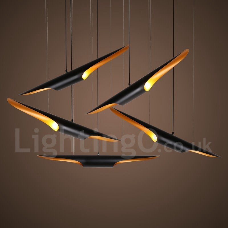 Lampada a sospensione moderna contemporanea in metallo, 80 x 6 cm, cavo regolabile 50 cm