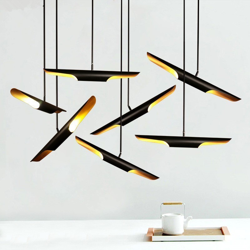 Lampada a sospensione moderna contemporanea in metallo, 80 x 6 cm, cavo regolabile 50 cm