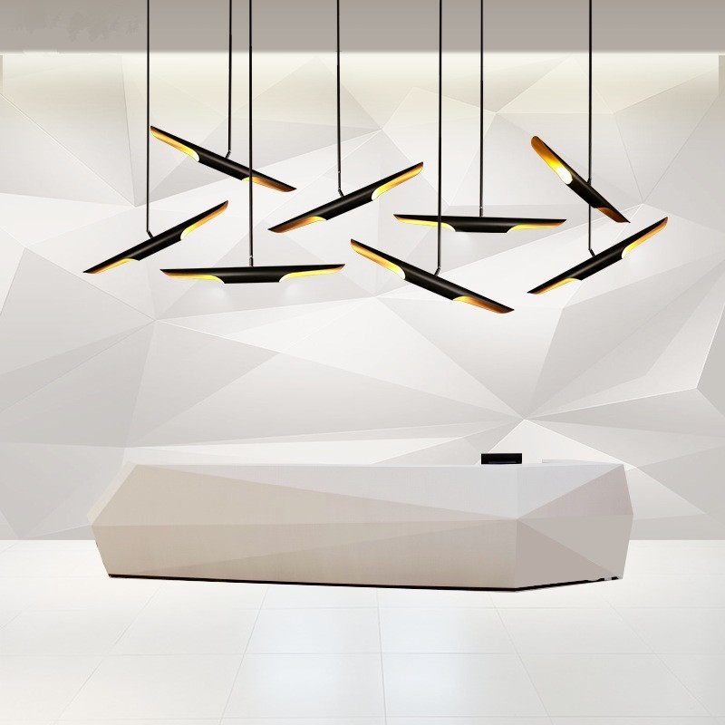 Lampada a sospensione moderna contemporanea in metallo, 80 x 6 cm, cavo regolabile 50 cm