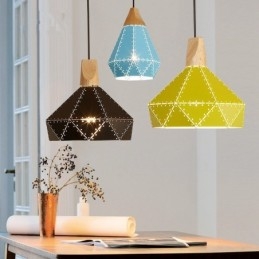 Lampada a sospensione moderna in metallo Wood 1 luce