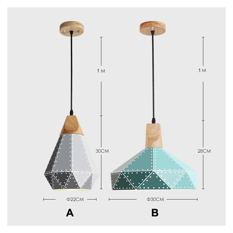 Lampada a sospensione moderna in metallo Wood 1 luce