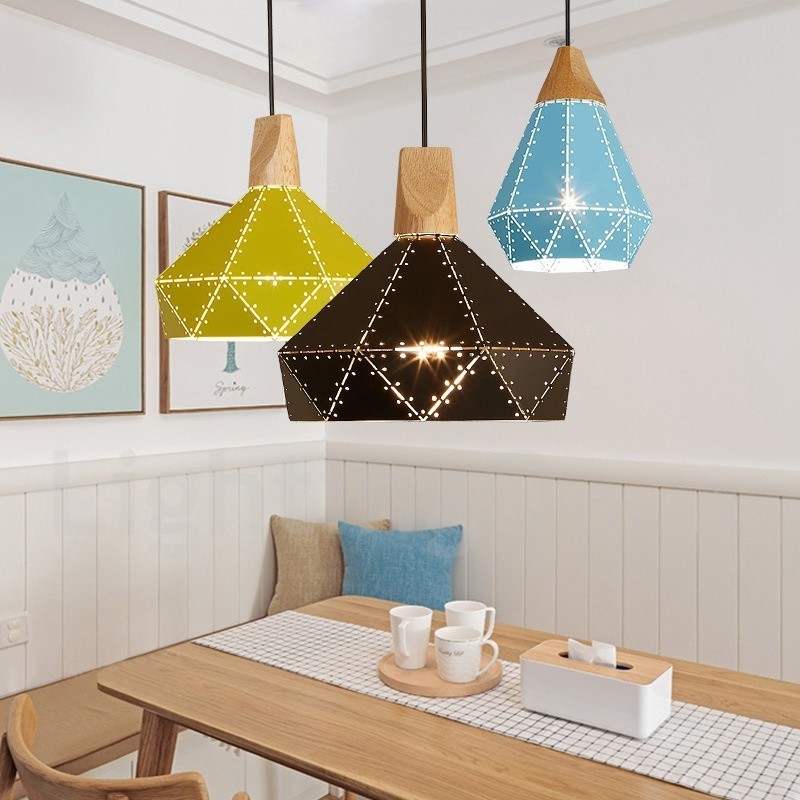 Lampada a sospensione moderna in metallo Wood 1 luce
