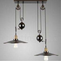 Lampada a sospensione vintage country in metallo a 2 luci