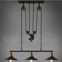 Lampada a sospensione vintage country in metallo a 3 luci
