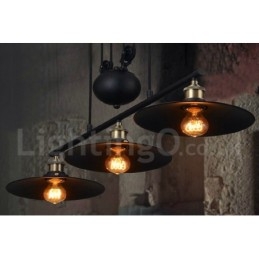 Lampada a sospensione vintage country in metallo a 3 luci