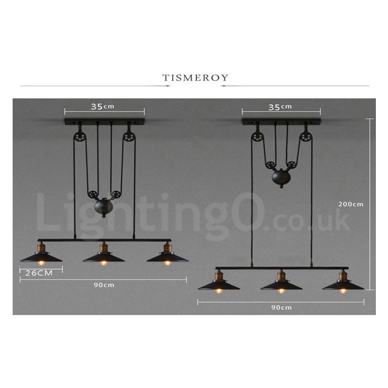 Lampada a sospensione vintage country in metallo a 3 luci