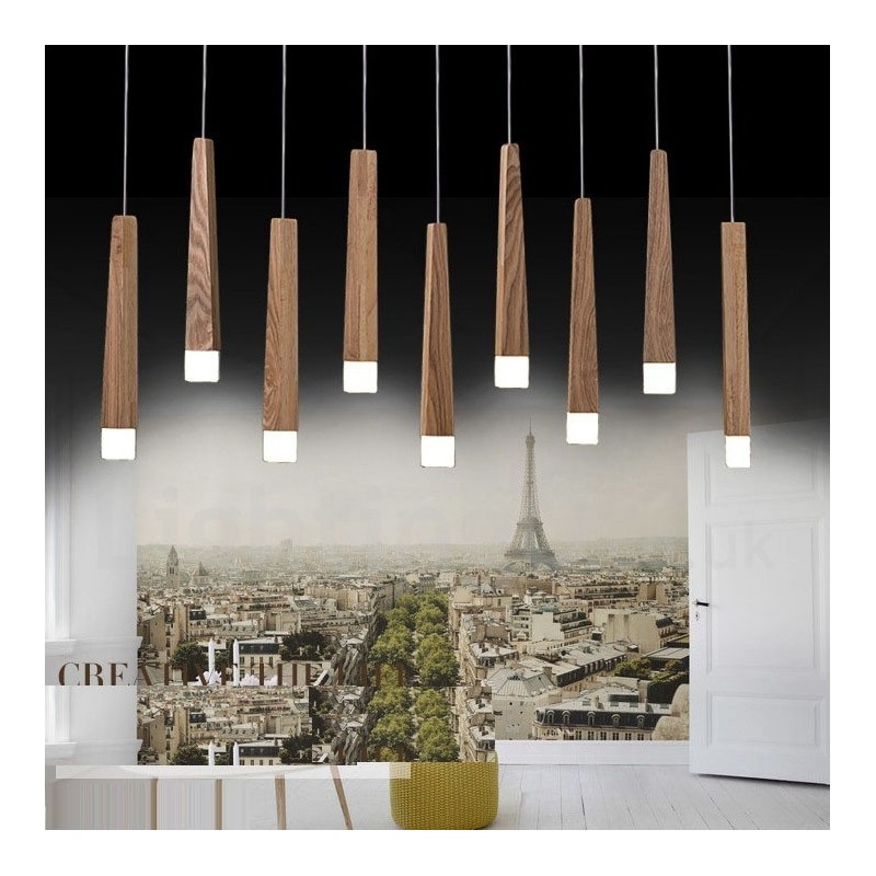 Lampada a sospensione in legno moderna e contemporanea 1 luce