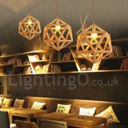 Lampada a sospensione in legno moderna e contemporanea 1 luce