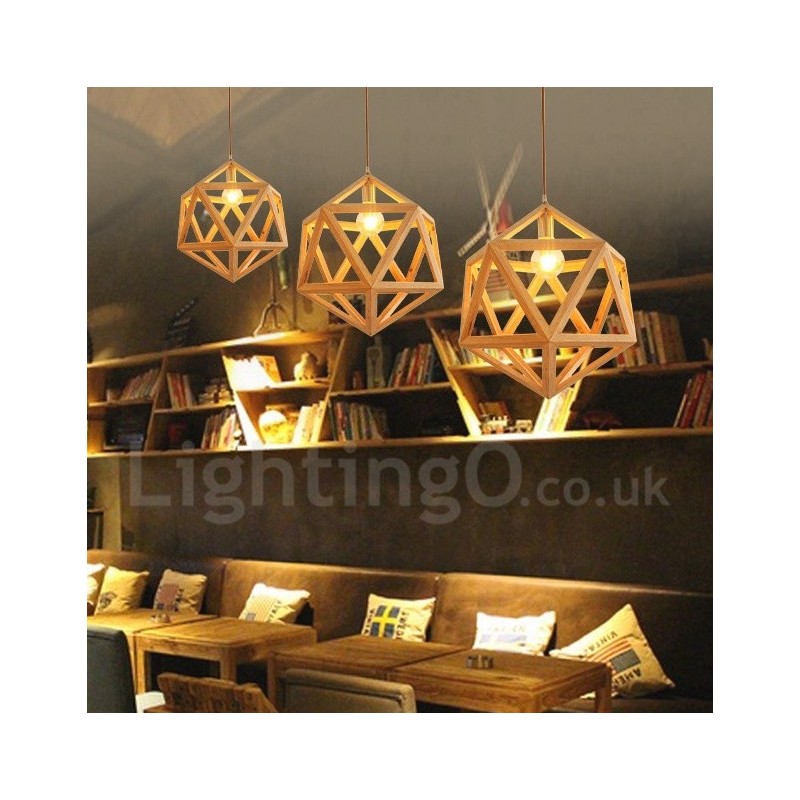 Lampada a sospensione in legno moderna e contemporanea 1 luce