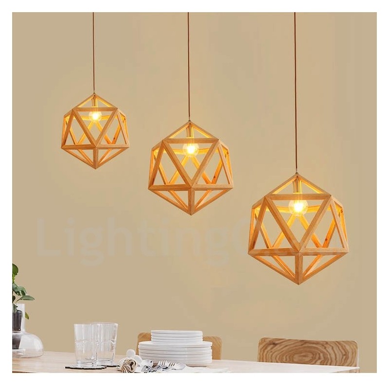 Lampada a sospensione in legno moderna e contemporanea 1 luce