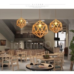 Lampada a sospensione in legno moderna e contemporanea 1 luce