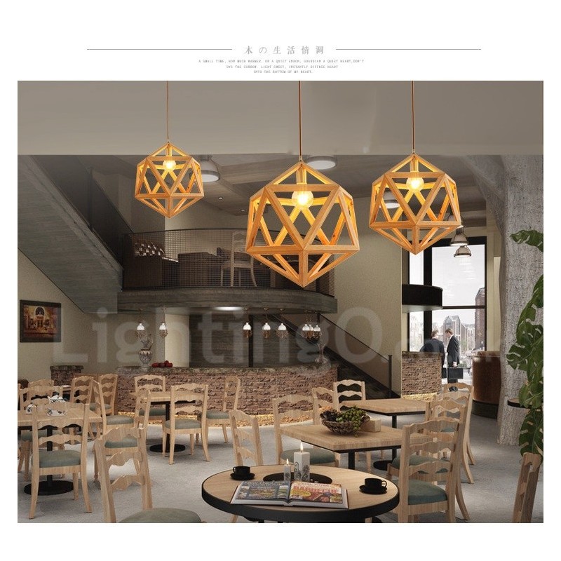 Lampada a sospensione in legno moderna e contemporanea 1 luce