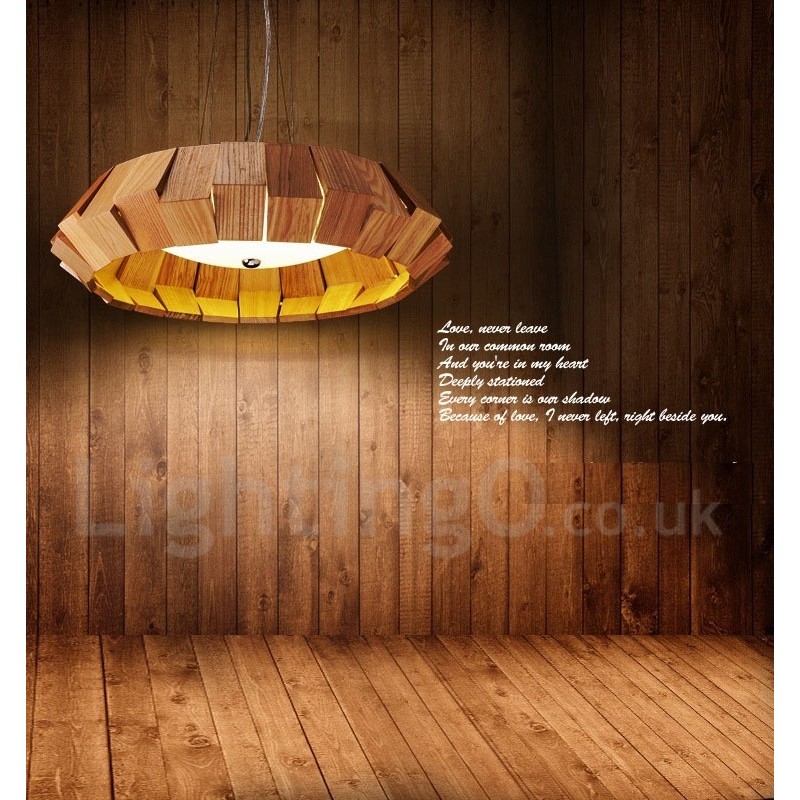 Lampada a sospensione in legno moderna contemporanea 40 cm