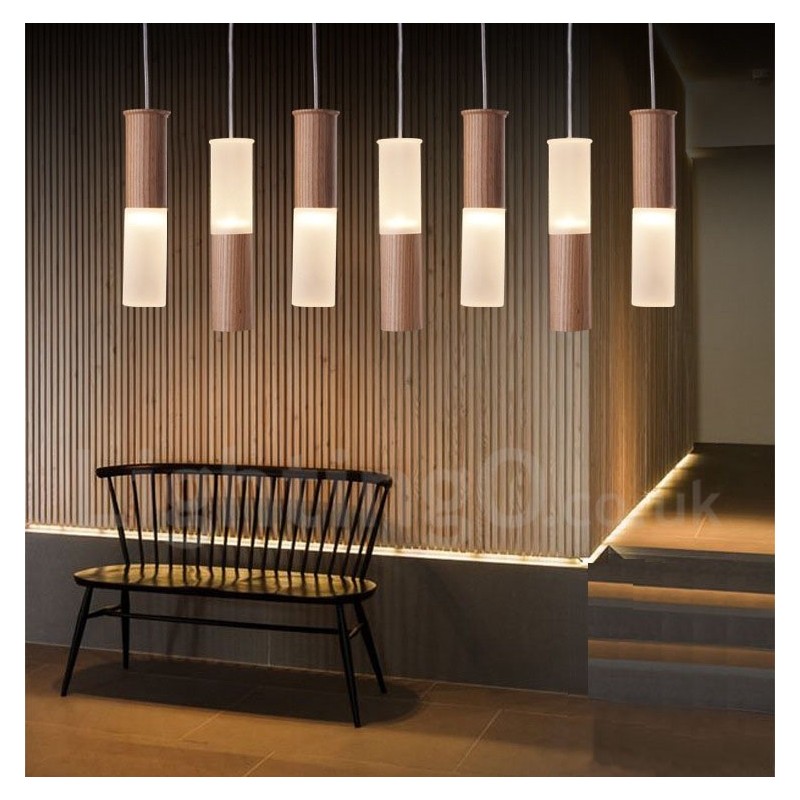 Lampada a sospensione in legno moderna 7 luci