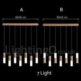 Lampada a sospensione in legno moderna 7 luci