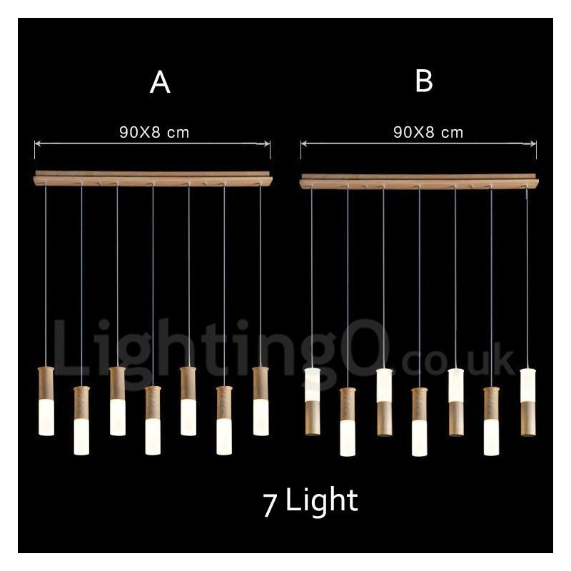 Lampada a sospensione in legno moderna 7 luci