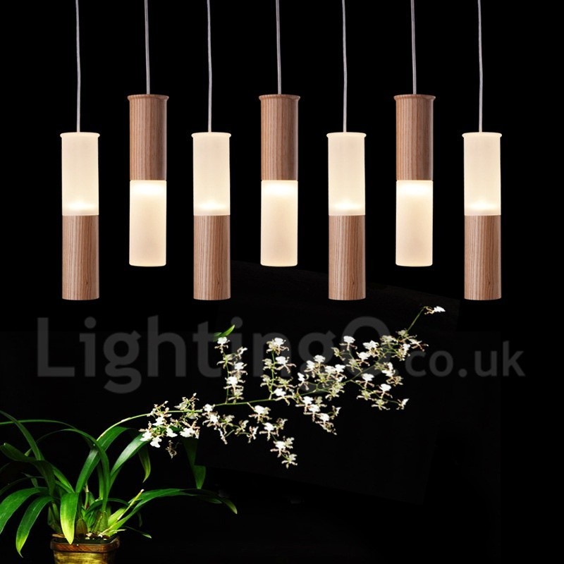 Lampada a sospensione in legno moderna 7 luci