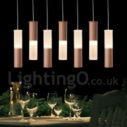 Lampada a sospensione in legno moderna 7 luci