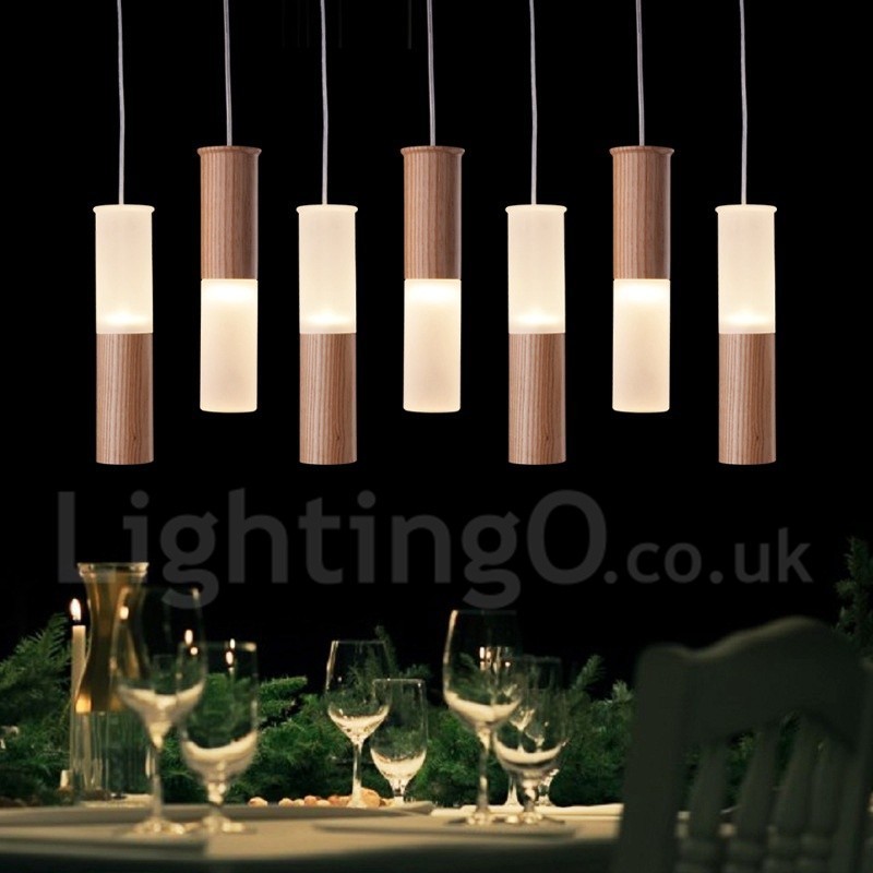 Lampada a sospensione in legno moderna 7 luci