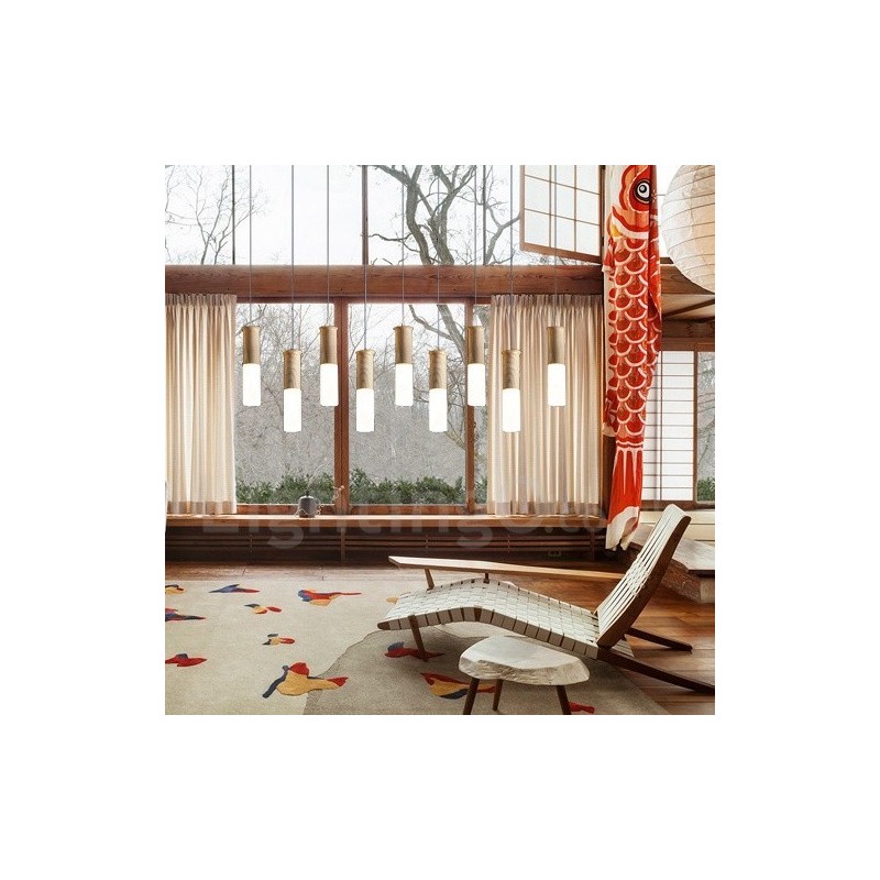 Lampada a sospensione in legno moderna contemporanea a 9 luci