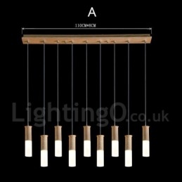 Lampada a sospensione in legno moderna contemporanea a 9 luci
