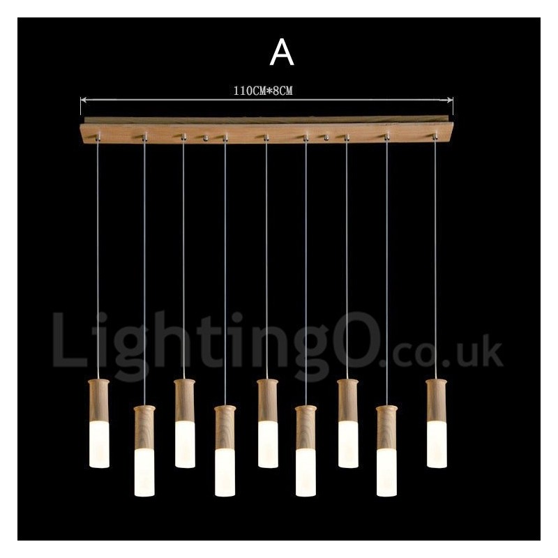 Lampada a sospensione in legno moderna contemporanea a 9 luci