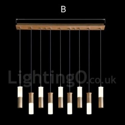 Lampada a sospensione in legno moderna contemporanea a 9 luci