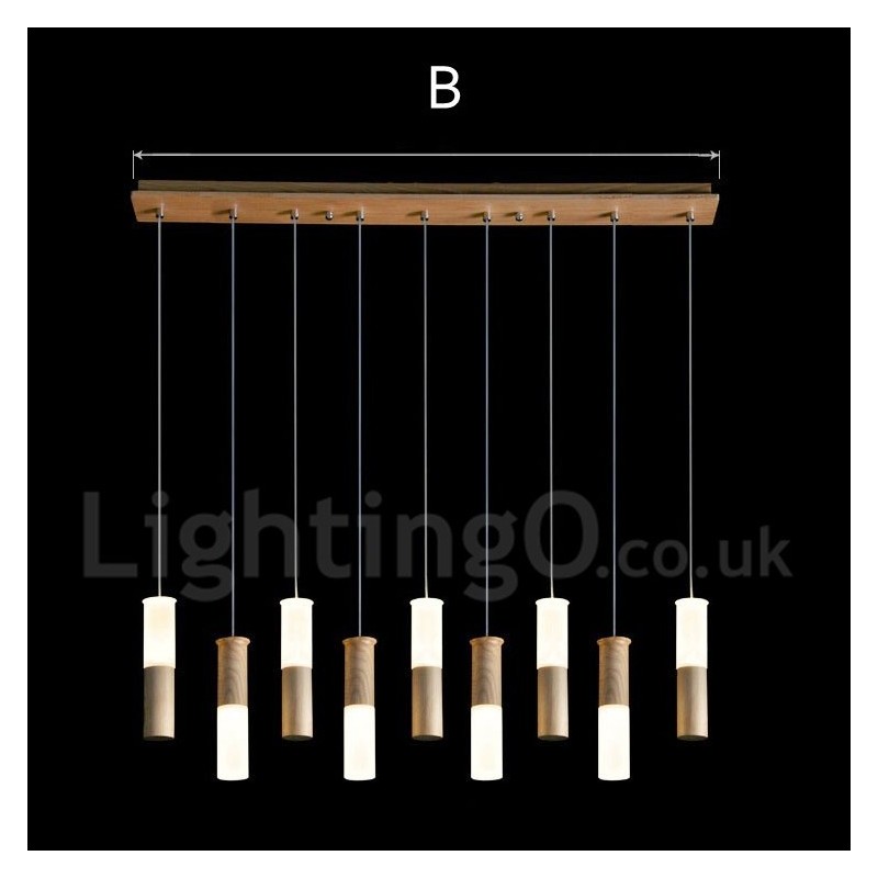 Lampada a sospensione in legno moderna contemporanea a 9 luci