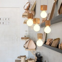 Lampada a sospensione in legno chiaro 5 pollici