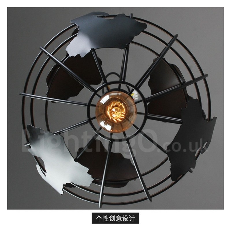 Lampada a sospensione vintage country in metallo a globo