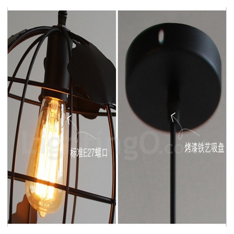 Lampada a sospensione vintage country in metallo a globo