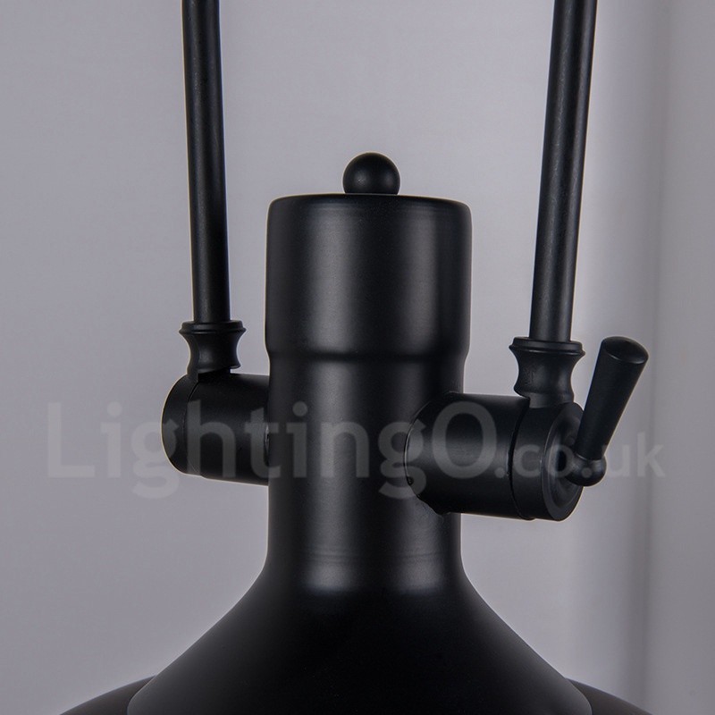 Lampada a sospensione vintage nera in metallo e vetro
