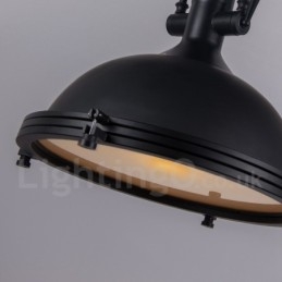 Lampada a sospensione vintage nera in metallo e vetro