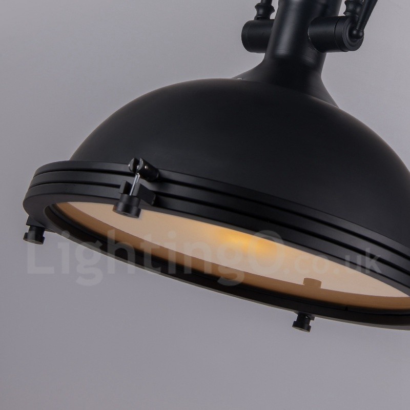 Lampada a sospensione vintage nera in metallo e vetro
