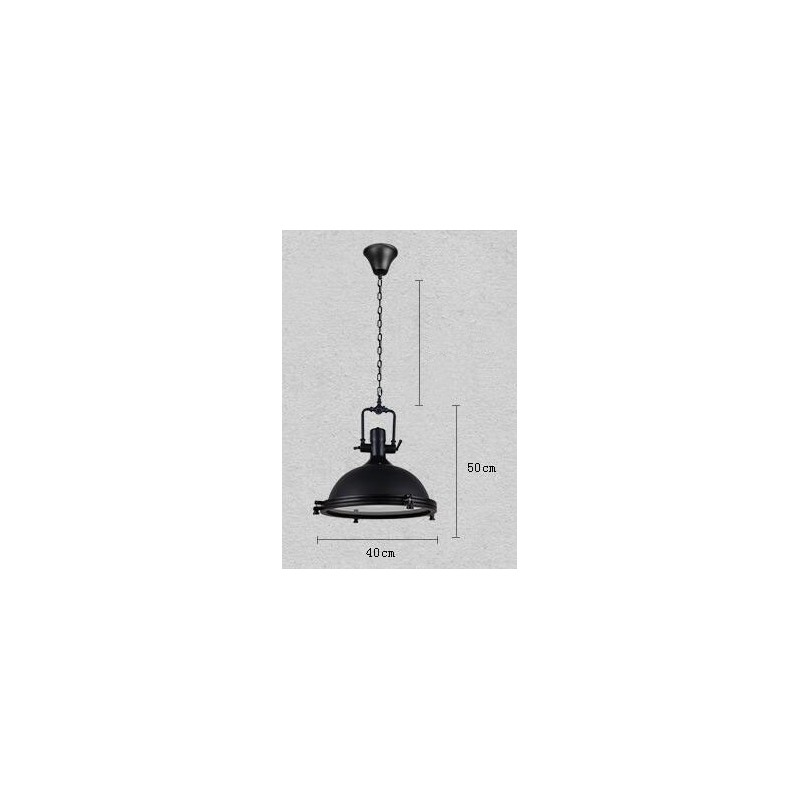 Lampada a sospensione vintage nera in metallo e vetro