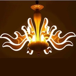 Lampadario cinese semplice in acrilico con venature del legno