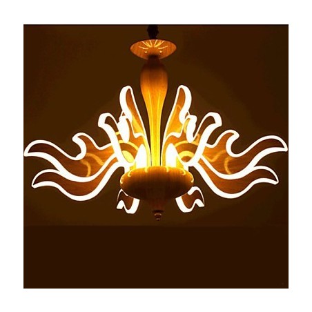 Lampadario cinese semplice in acrilico con venature del legno